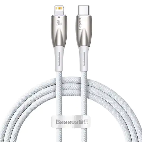 ⁨Kabel USB-C do Lightning Baseus Glimmer, 20W, 1m (biały)⁩ w sklepie Wasserman.eu