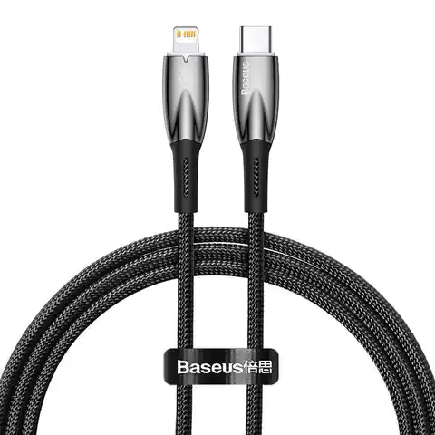 ⁨Kabel USB-C do Lightning Baseus Glimmer, 20W, 1m (czarny)⁩ w sklepie Wasserman.eu
