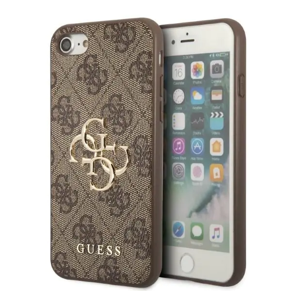 ⁨Guess GUHCI84GMGBR iPhone 7/8/SE 2020/2022 brązowy/brown hardcase 4G Big Metal Logo⁩ w sklepie Wasserman.eu