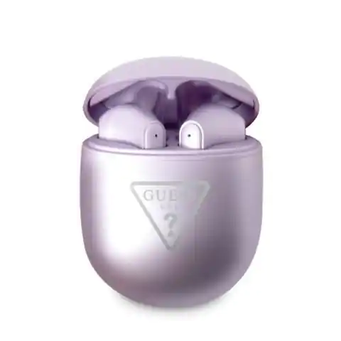 ⁨Guess słuchawki Bluetooth GUTWST82TRU TWS + stacja dokująca purpurowy/purple Triangle Logo⁩ w sklepie Wasserman.eu