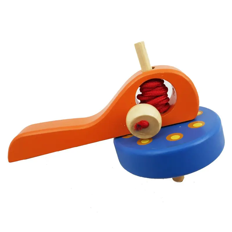 ⁨Wooden spinning top orange-blue⁩ at Wasserman.eu