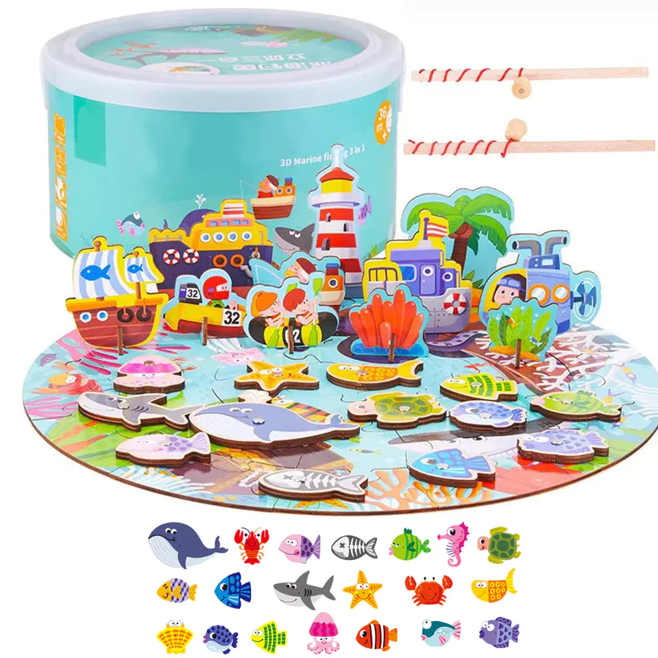 RYBKI DO ŁOWIENIA + PUZZLE W WIADERKU w sklepie Wasserman.eu