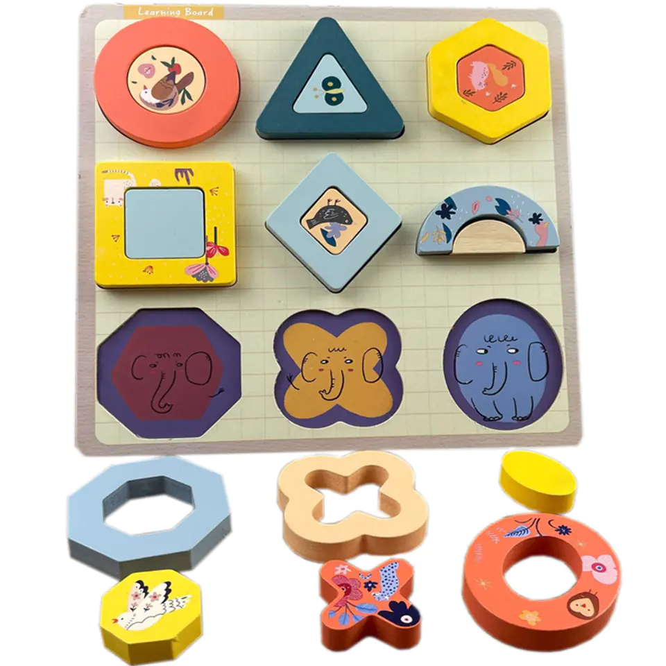 PUZZLE DREWNIANE EDUKACYJNE FIGURY GEOMETRYCZNE ZKB-2053 w sklepie Wasserman.eu