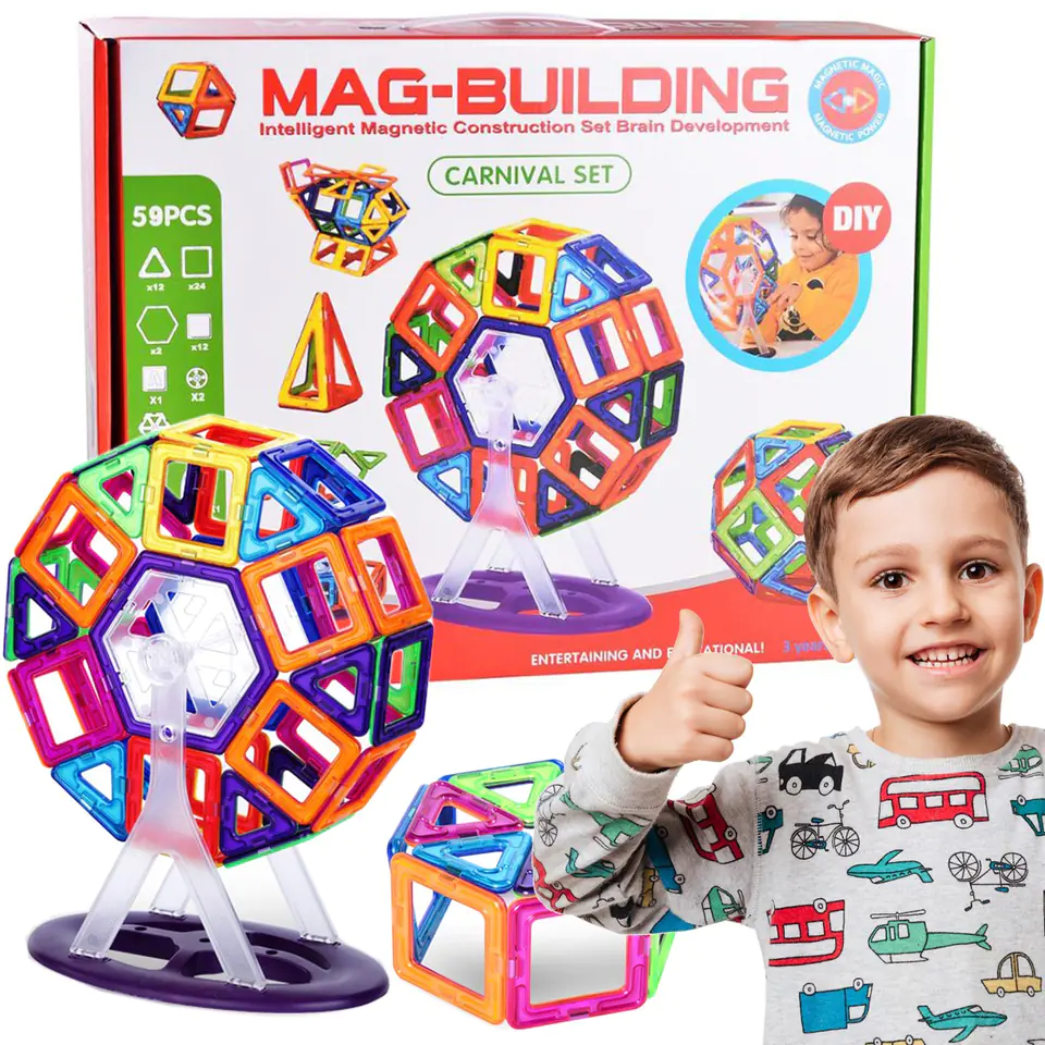 Klocki magnetyczne konstrukcyjne zestaw 59 el. 630 w sklepie Wasserman.eu