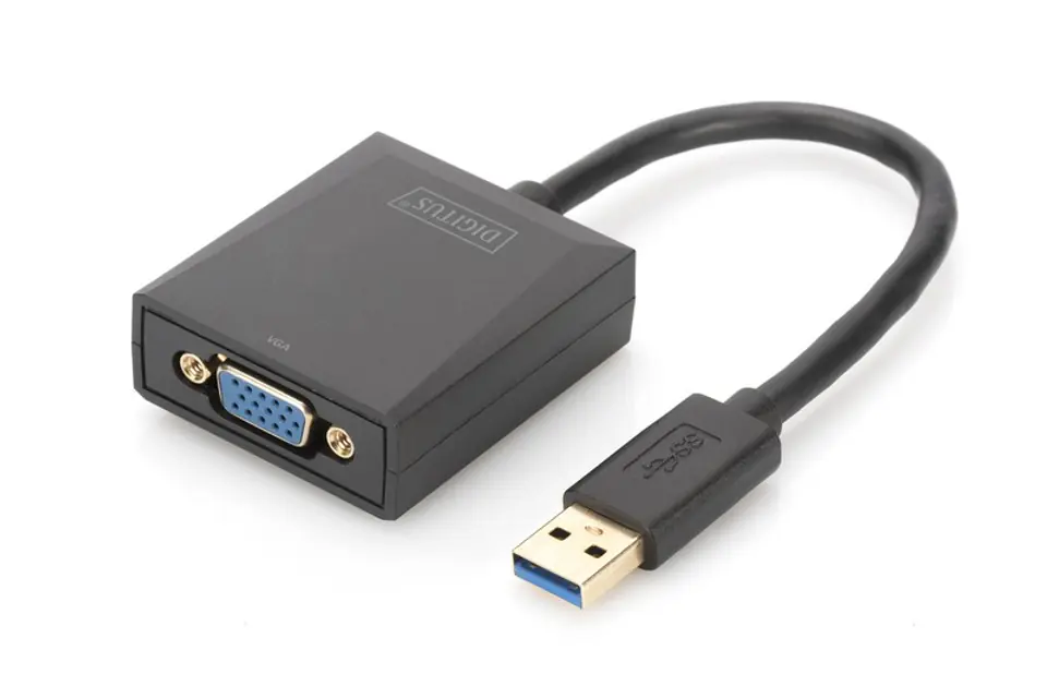 ⁨Adapter graphic USB 3.0 to VGA FHD on USB 3.0, aluminum, black⁩ at Wasserman.eu