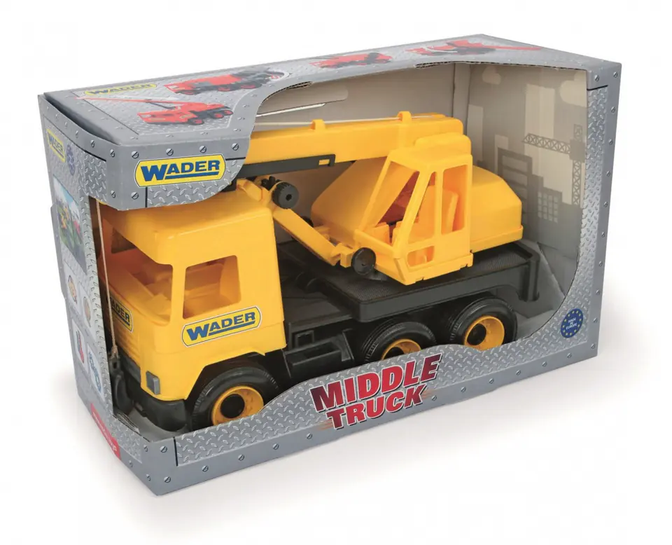 ⁨Dźwig żółty 38 cm Middle Truck w kartonie⁩ w sklepie Wasserman.eu