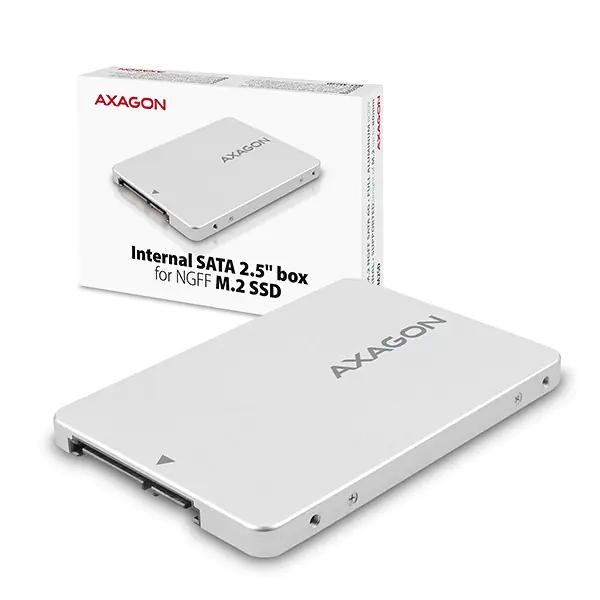⁨Wewnętrzna obudowa 2.5" z interfejsem SATA do dysków SSD M.2 SATA, RSS-M2SD, srebrny⁩ w sklepie Wasserman.eu