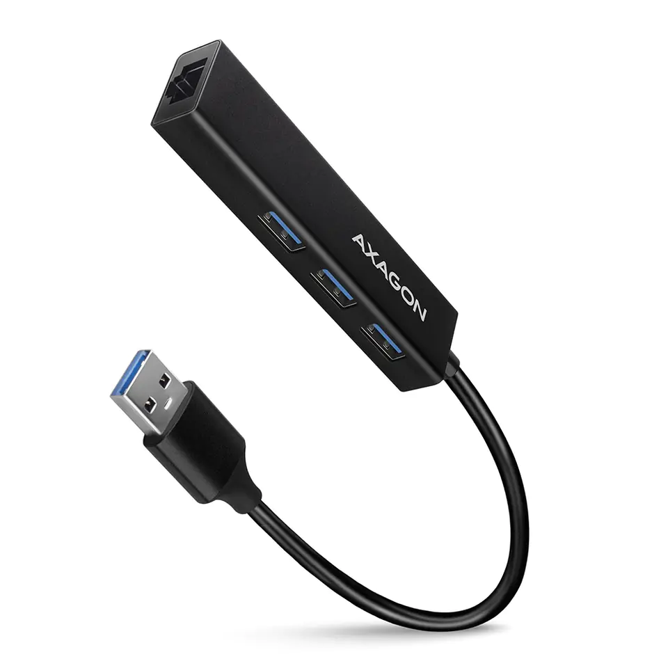 ⁨Hub HMA-GL3A 3x USB-A + GLAN, USB3.2 Gen 1, metal, 20cm USB-A cable⁩ at Wasserman.eu