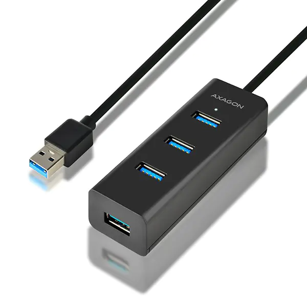 ⁨HUB 4-portowy HUE-S2BL USB 3.2 Gen 1 charging hub 1.2m   kabel micro USB⁩ w sklepie Wasserman.eu