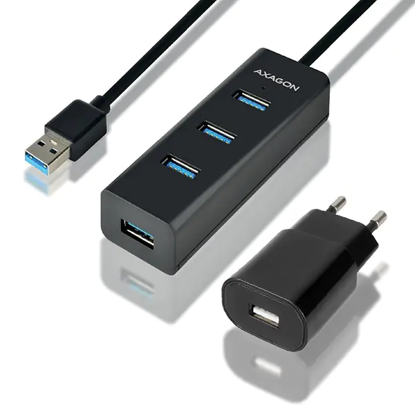 ⁨HUB 4-portowy HUE-S2BP USB 3.2 Gen 1 charging hub 1.2m   kabel, AC adapter⁩ w sklepie Wasserman.eu