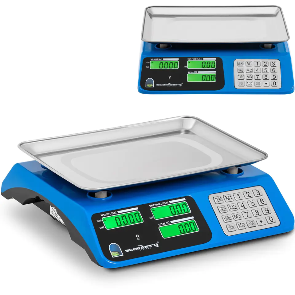 ⁨LCD checkweigher 34 x 24 cm 40 kg / 2 g blue⁩ at Wasserman.eu