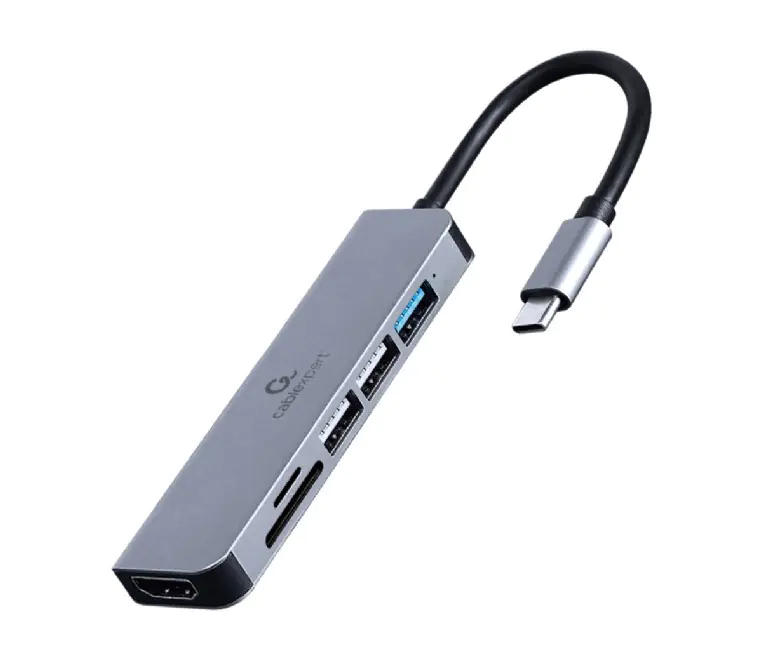 ⁨Adapter wieloportowy USB-C 6w1, HDMI, USB 3.1, USB 2.0x2, czytnik kart⁩ w sklepie Wasserman.eu