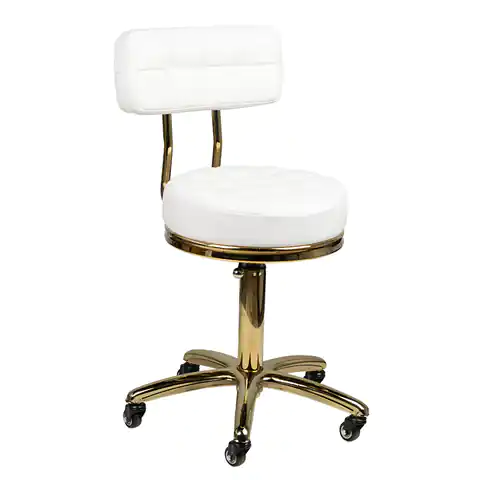 ⁨Cosmetic stool Gold AM-961 white⁩ at Wasserman.eu