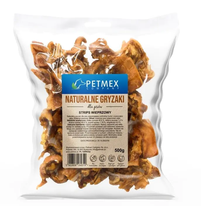 ⁨PETMEX Pork Strips dog chew - 500g⁩ at Wasserman.eu