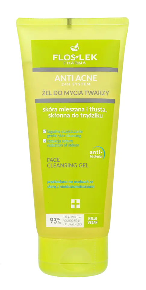 ⁨FLOSLEK Pharma Anti-Acne 24H System Cleansing gel for combination, oily and acne-prone skin 200ml⁩ at Wasserman.eu