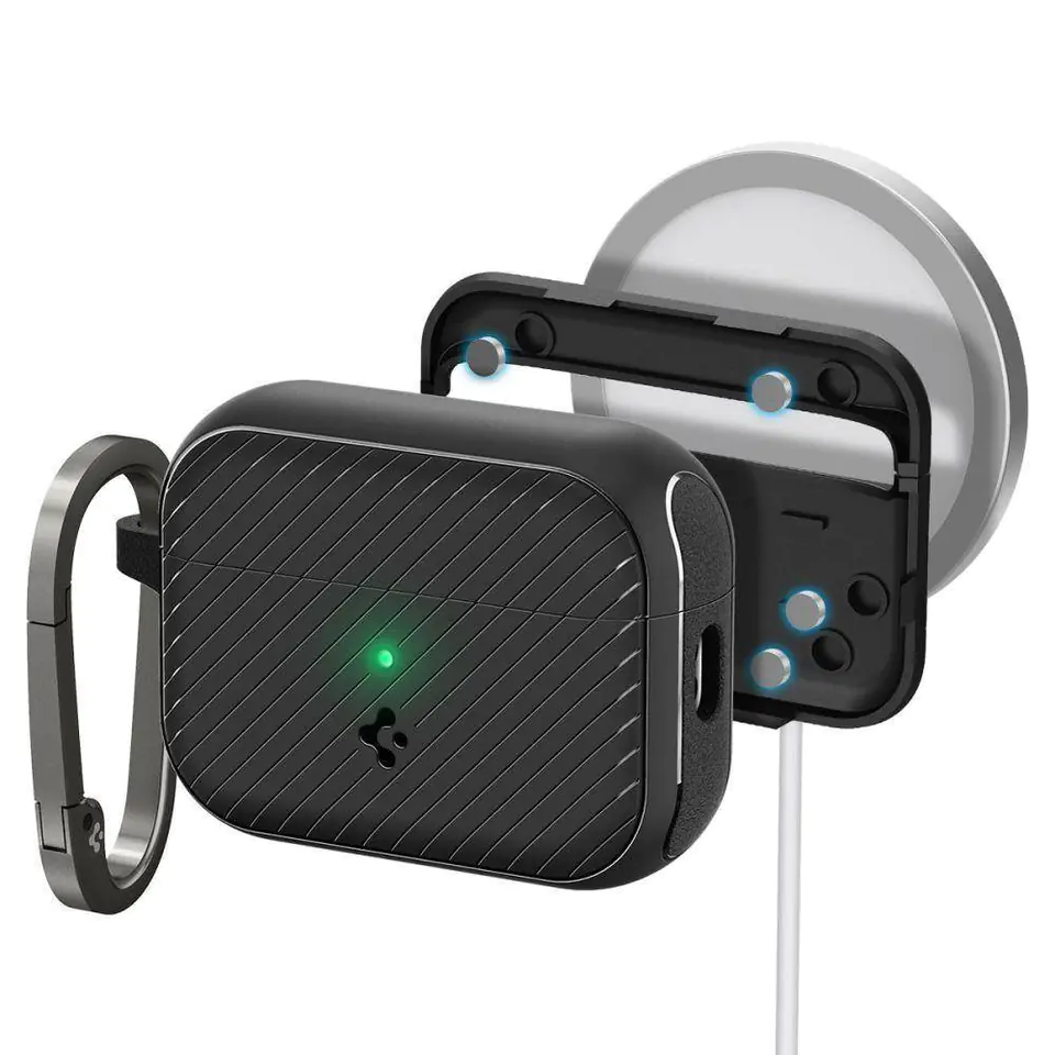 ⁨Hülle APPLE AIRPODS PRO Spigen Mag Armor MagSafe Matt schwarz⁩ im Wasserman.eu