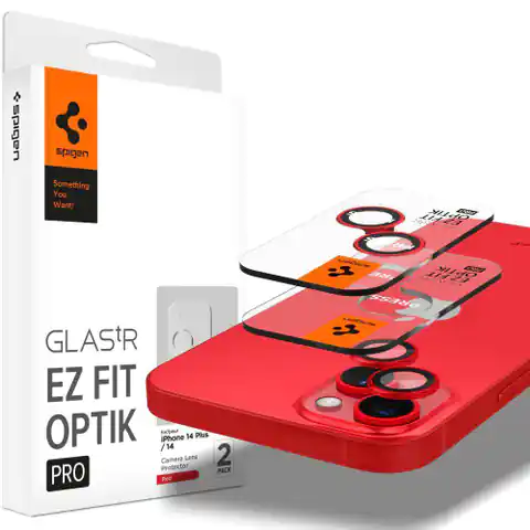 ⁨Osłona Aparatu IPHONE 14 / 14 PLUS Spigen Optik. TR ”EZ FIT” Camera Protector 2-pack czerwone⁩ w sklepie Wasserman.eu