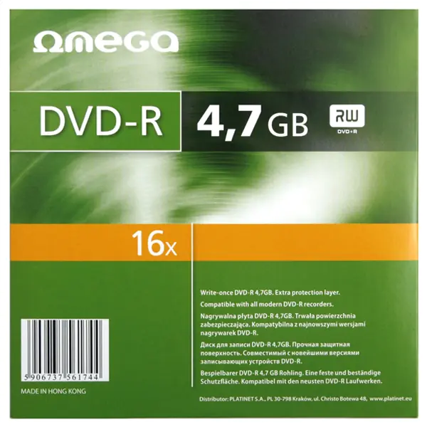 ⁨OMEGA DVD-R 4,7GB 16X SAFE PACK*1 [56174]⁩ w sklepie Wasserman.eu