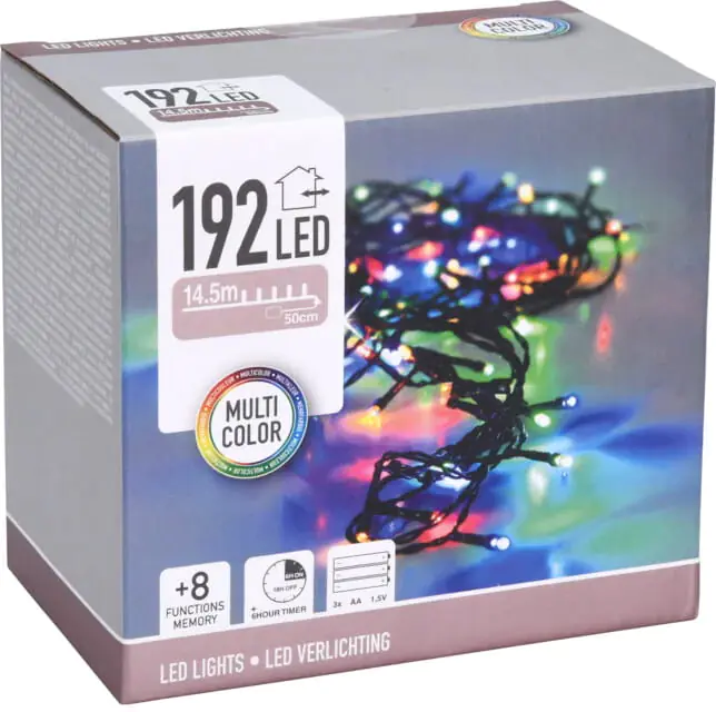 ⁨Lampki choinkowe na baterie 192LED 15m 8pr. timer⁩ w sklepie Wasserman.eu