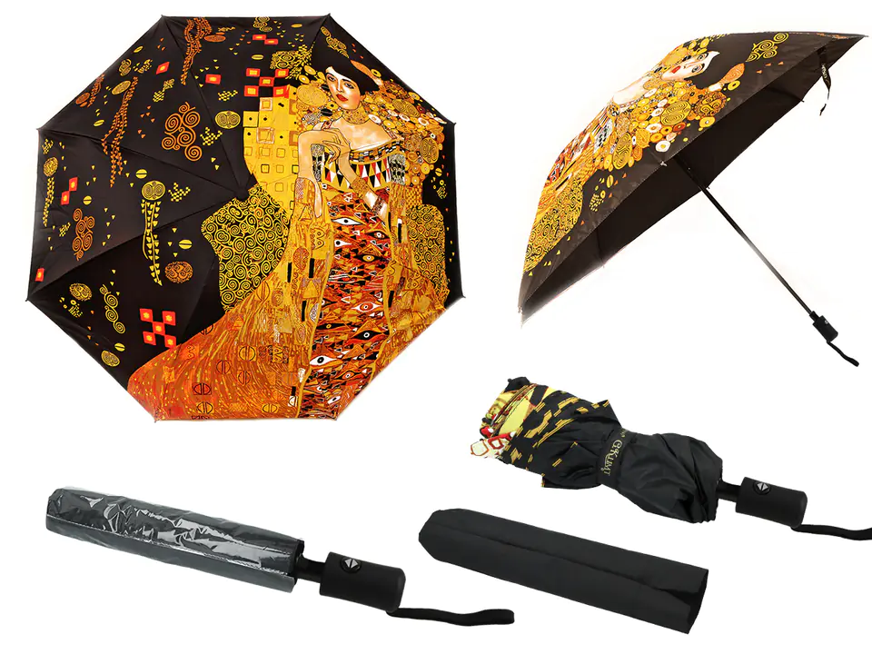 Automatic umbrella, folding - G. Klimt, Adela (decoration on top) (CARMANI) at Wasserman.eu