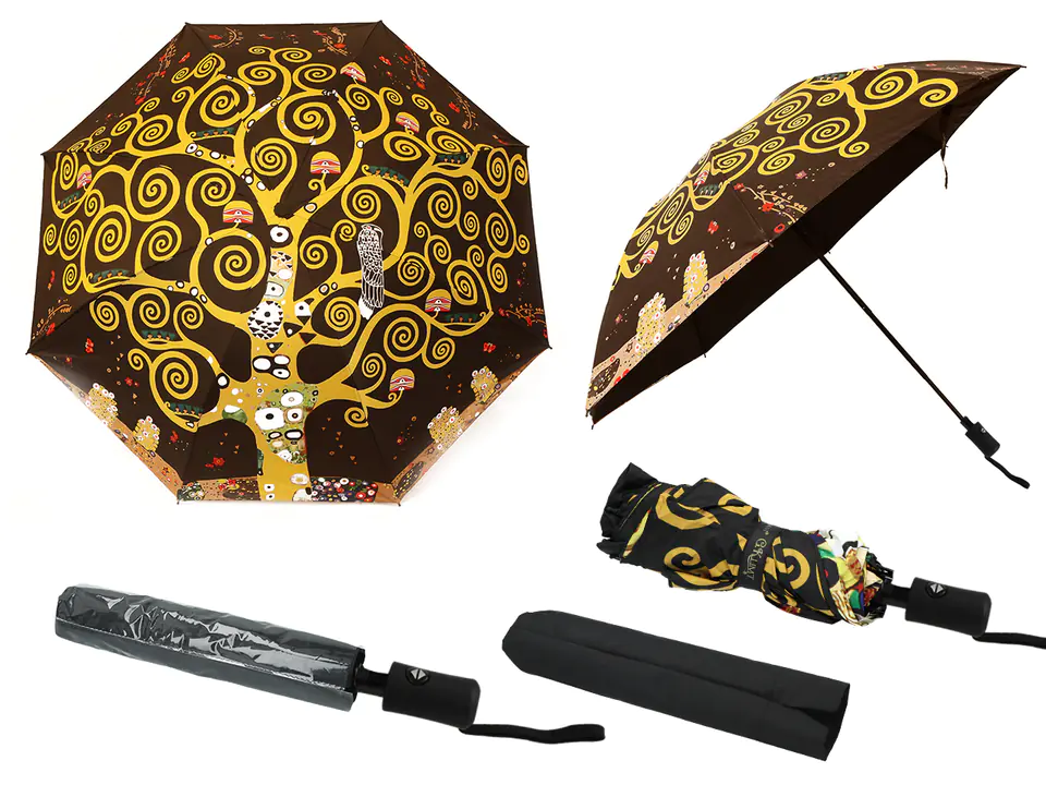 ⁨Automatic umbrella, folding - G. Klimt, Tree of Life (decoration on top) (CARMANI)⁩ at Wasserman.eu