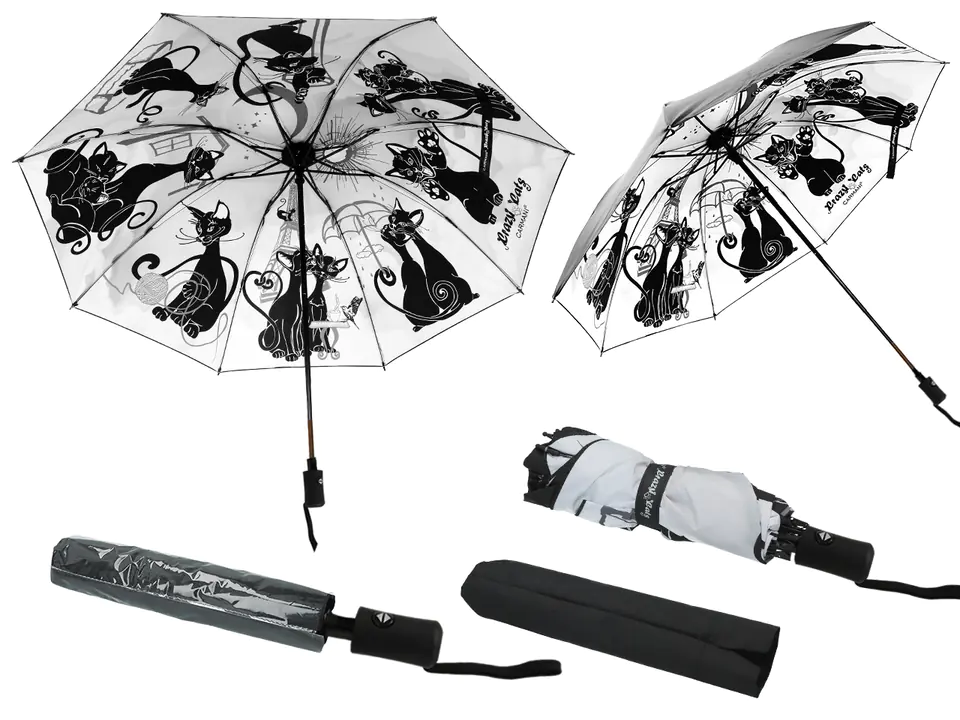 ⁨Automatic umbrella, folding - Cat variations (decoration underneath) (CARMANI)⁩ at Wasserman.eu