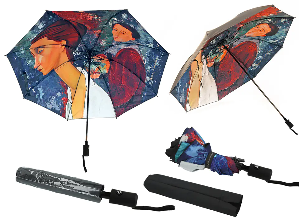 Parasol automat, skł. - A. Modigliani, Autoportret i L. Czechowska (dekoracja pod spodem) (CARMANI) w sklepie Wasserman.eu