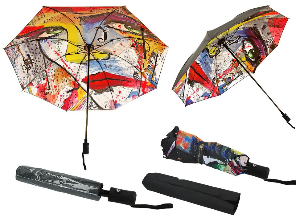⁨Automatic umbrella, folding - L. Jover (decoration underneath) (CARMANI)⁩ at Wasserman.eu