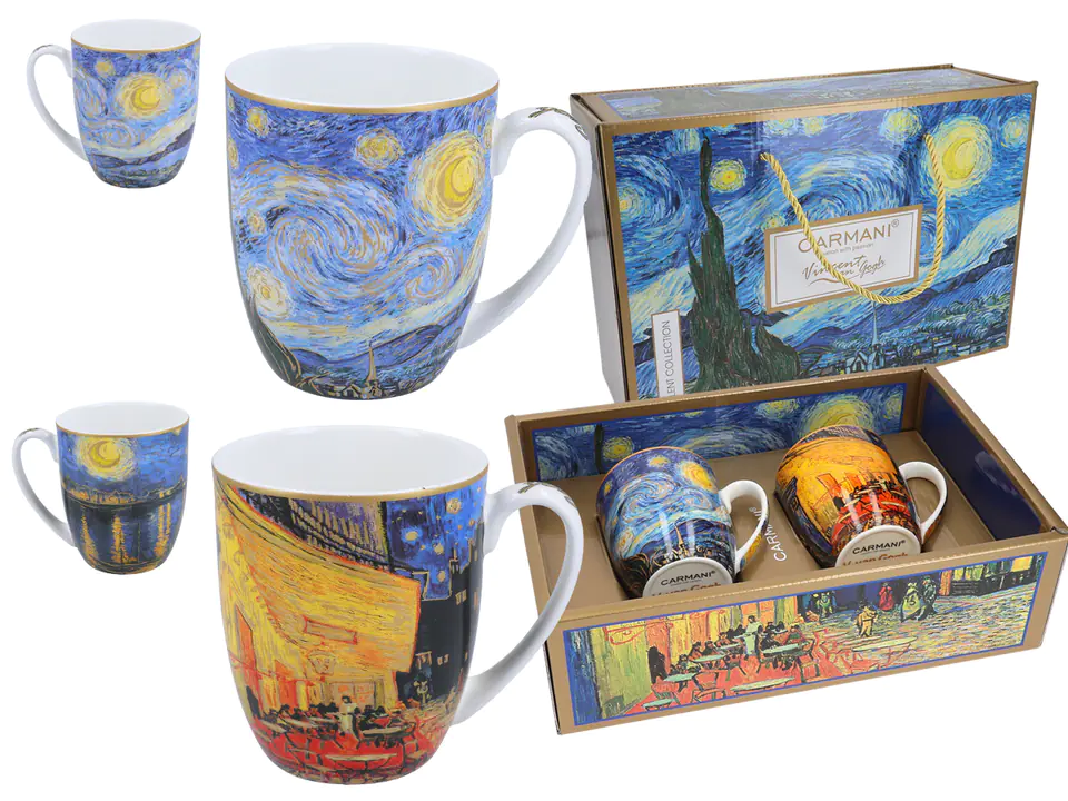⁨Kpl. 2 kubków - V. van Gogh,  Taras kawiarni nocą i Gwiaździsta Noc (CARMANI)⁩ w sklepie Wasserman.eu