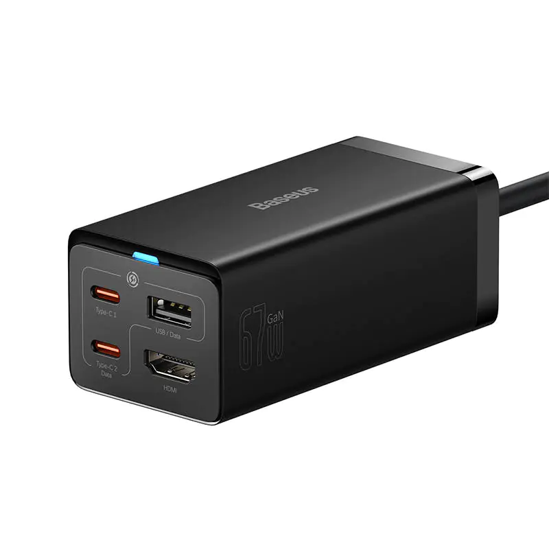 ⁨Ładowarka sieciowa Baseus GaN5 Pro 2xUSB-C + USB + HDMI, 67W (czarna)⁩ w sklepie Wasserman.eu