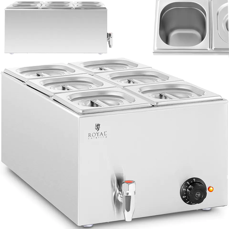 ⁨Bain-marie food warmer heating buffet 6 x GN 1/6 600 W⁩ at Wasserman.eu