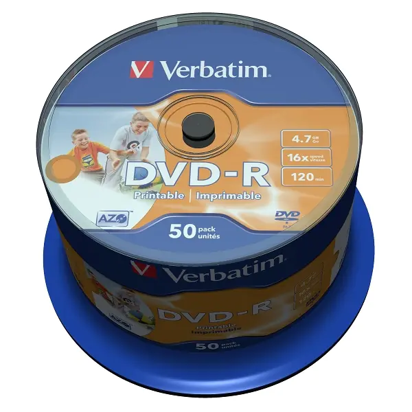 ⁨VERBATIM DVD-R 4,7GB 16X PRINTABLE CAKE*50  43533⁩ w sklepie Wasserman.eu