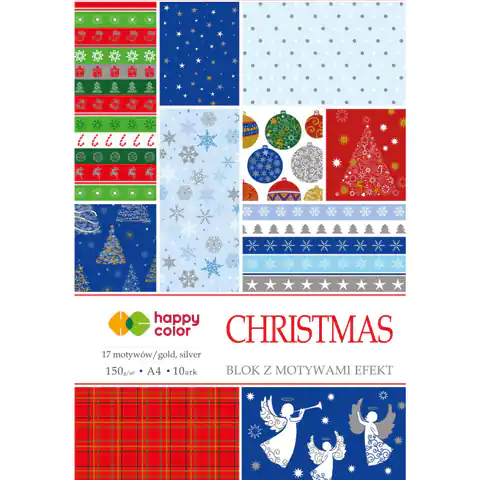 ⁨CHRISTMAS block with effects, 150 g/m2, A4, 10 arc, 17 themes, HAPPY COLOR HA 3815 2030-X⁩ at Wasserman.eu