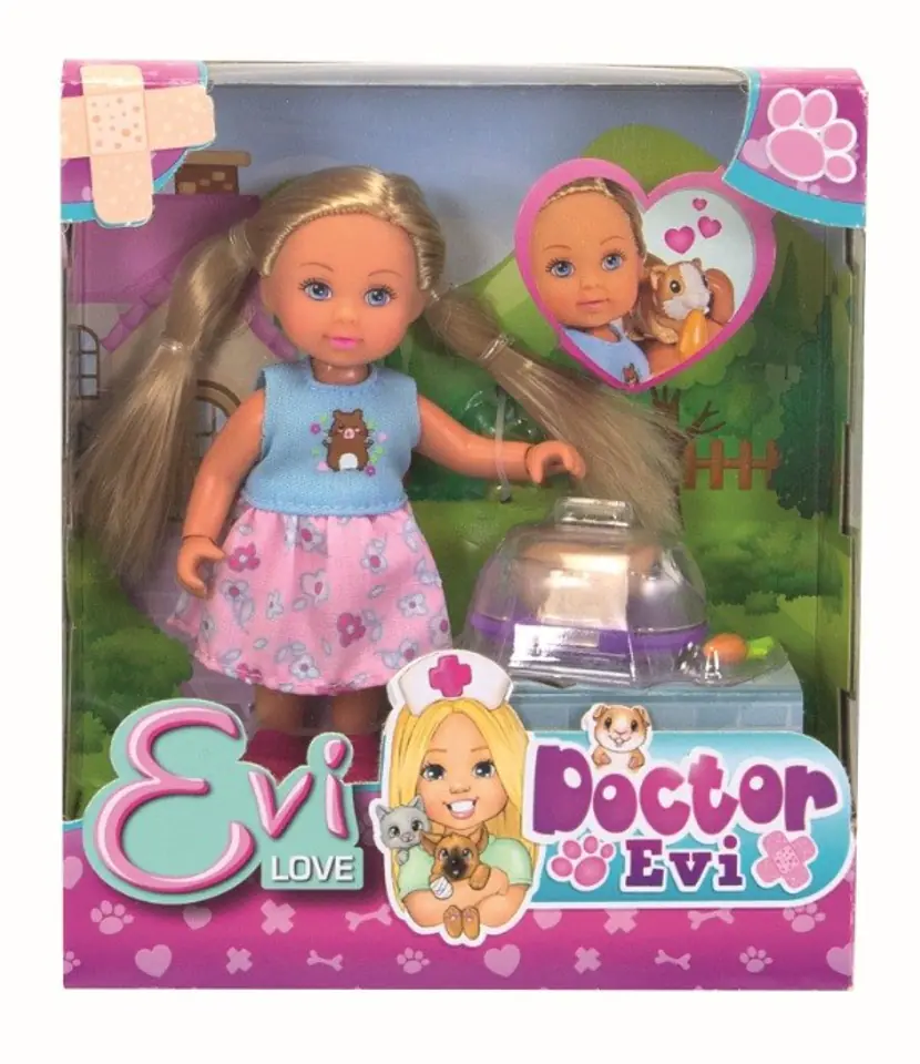 Doctor Evi doll with a guinea pig at Wasserman.eu