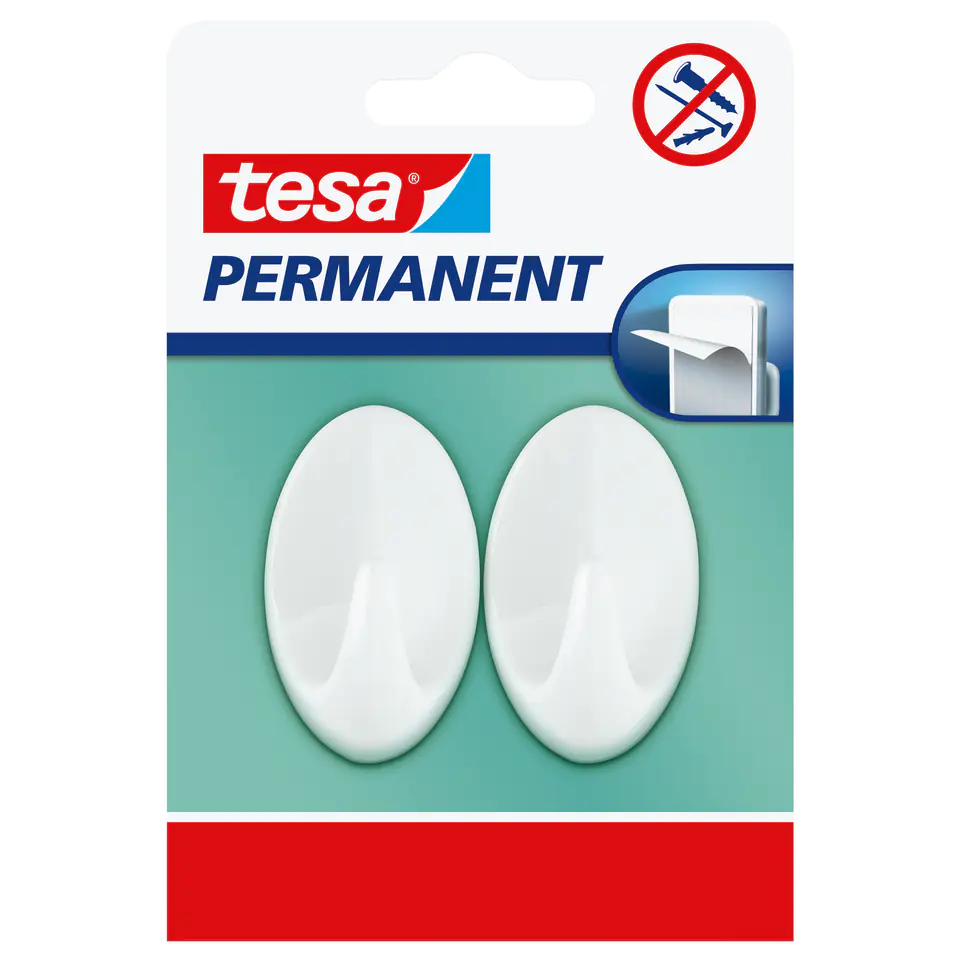 ⁨PERMANENT HOOKS 2 PCS "L", OVAL, WHITE⁩ at Wasserman.eu