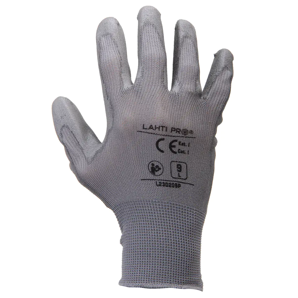 ⁨GLOVES PU GREY L230209P, 12 PAIRS, "9", CE, LAHTI⁩ at Wasserman.eu