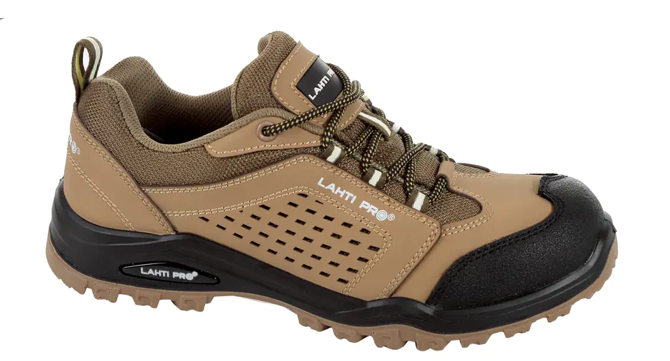 ⁨SHOES WITH HOLES, NUBUCK, BEIGE-BLACK, S1 SRA, "42",CE,LAHTI⁩ at Wasserman.eu
