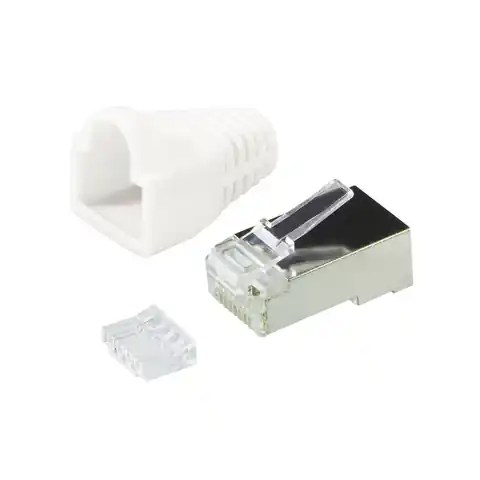 ⁨Plug connector CAT.6 100 pcs.set shielded, white⁩ at Wasserman.eu
