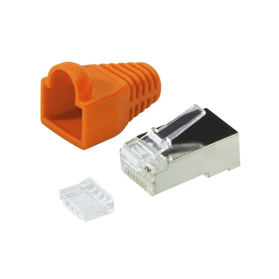 ⁨Wtyki RJ45 CAT.6 z osłoną, 100szt., pomarańczowe⁩ w sklepie Wasserman.eu