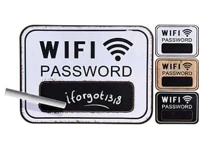 Information board with WIFI Password space black at Wasserman.eu