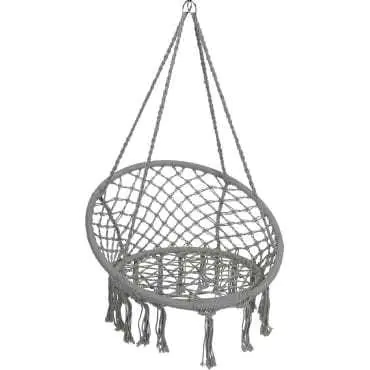 ⁨Fotel bawełniany pleciony wiszący Boho 80cm szary bocianie gniazdo⁩ w sklepie Wasserman.eu