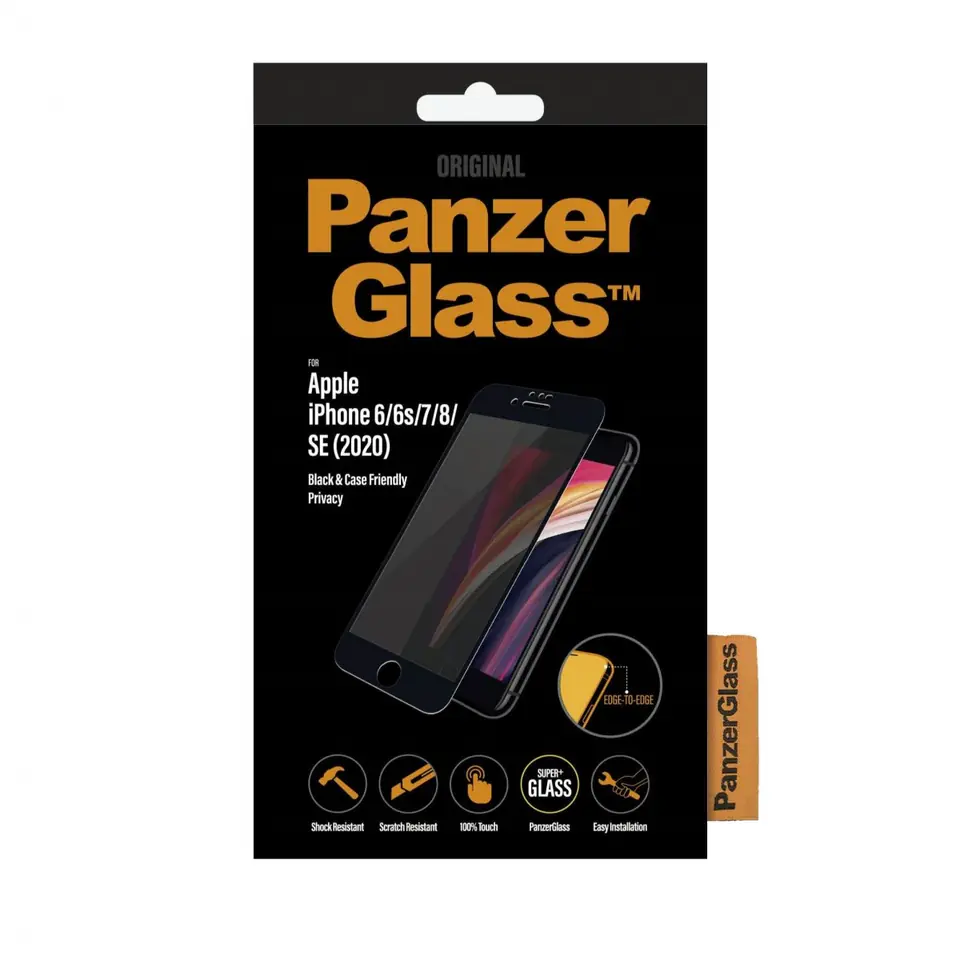 ⁨PanzerGlass E2E Super+ iPhone 6/6s/7/8 /SE 2020 / SE 2022 Case Friendly Privacy czarny/black⁩ w sklepie Wasserman.eu