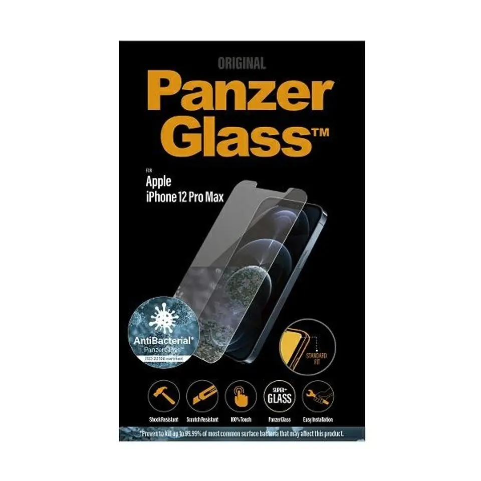 ⁨PanzerGlass Standard Super+ iPhone 12 Pro Max Antibacterial⁩ w sklepie Wasserman.eu