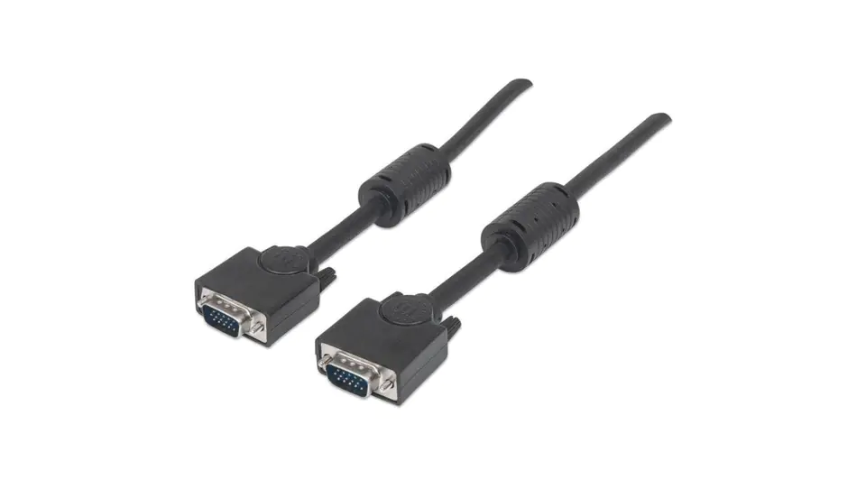 ⁨SVGA Monitor Cable D-Sub 15M-15M with Ferrite 10m Black⁩ at Wasserman.eu