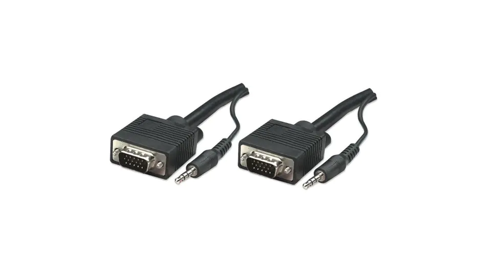 ⁨SVGA HD15-HD15 M/M cable with audio Jack 3.5mm 4.5m black⁩ at Wasserman.eu