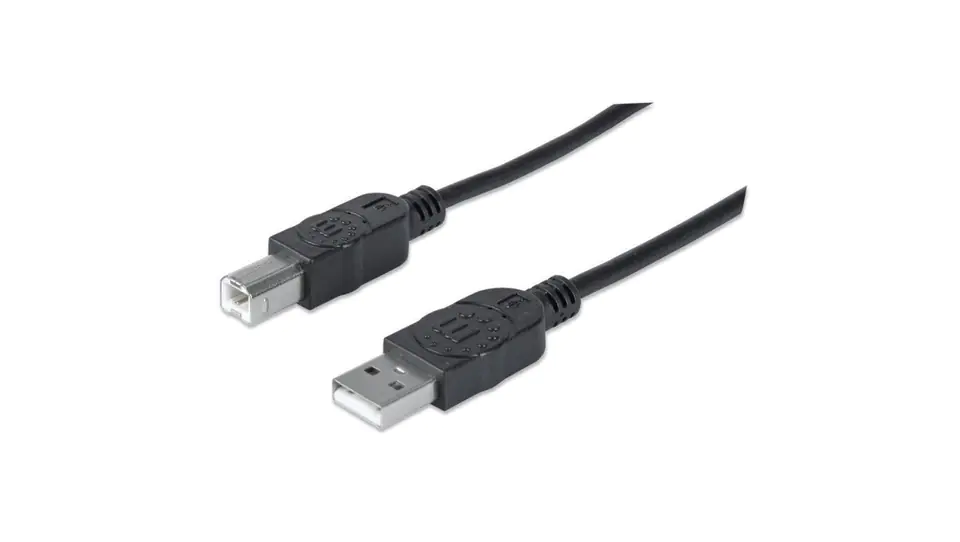 ⁨Kabel USB 2.0 AM-BM 1m do Drukarki Czarny Ekranowany⁩ w sklepie Wasserman.eu