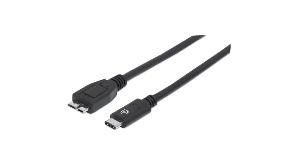 ⁨KABEL USB C-MicroB M/M 1,0m USB3.1 SuperSpeed+ czarny⁩ w sklepie Wasserman.eu