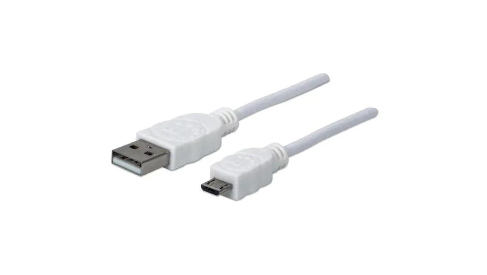 ⁨KABEL USB A-MicroB M/M 0,3M USB2.0 Hi-Speed biały⁩ w sklepie Wasserman.eu