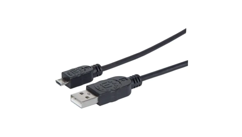 ⁨KABEL USB A-MicroB M/M 0,5m USB2.0 Hi-Speed czarny⁩ w sklepie Wasserman.eu