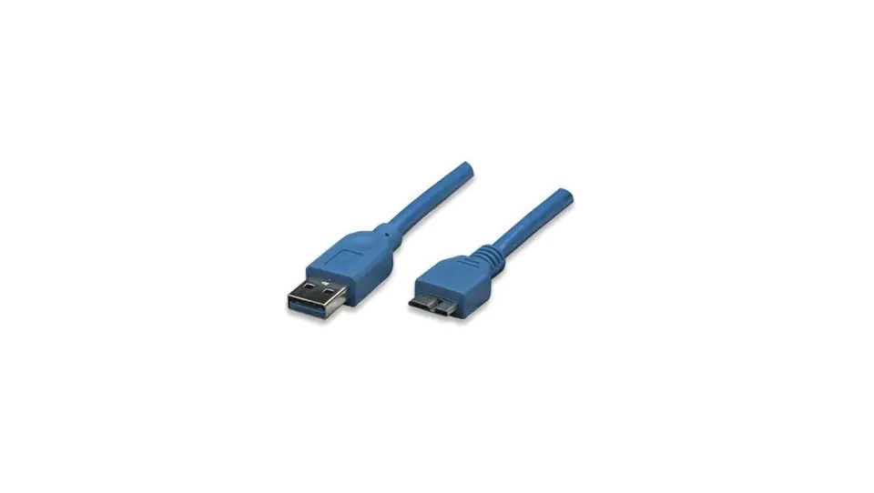 ⁨KABEL USB A-MicroB M/M 1,0m USB3.0 Super-Speed niebieski⁩ w sklepie Wasserman.eu